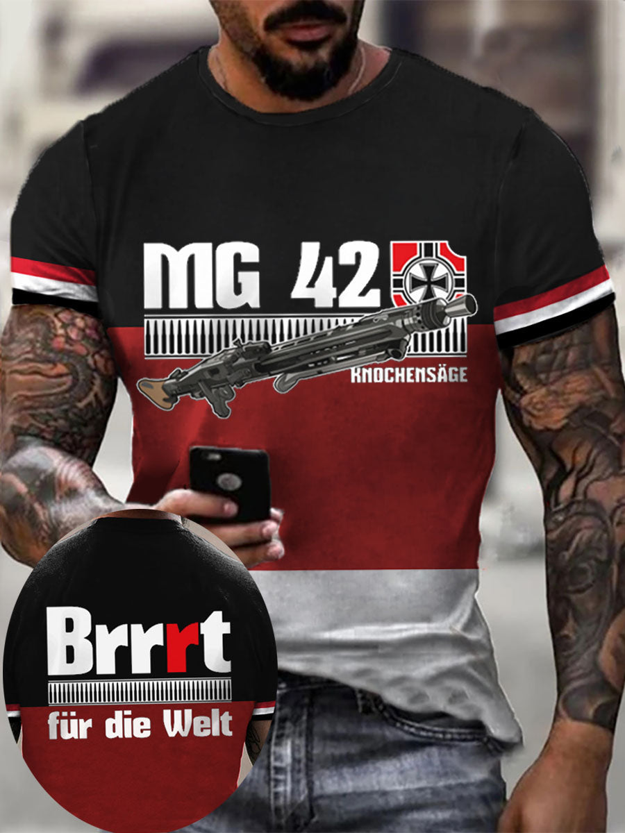 MG42 Maschinen gewehr bedrucktes Kurzarm-T-Shirt für Männer