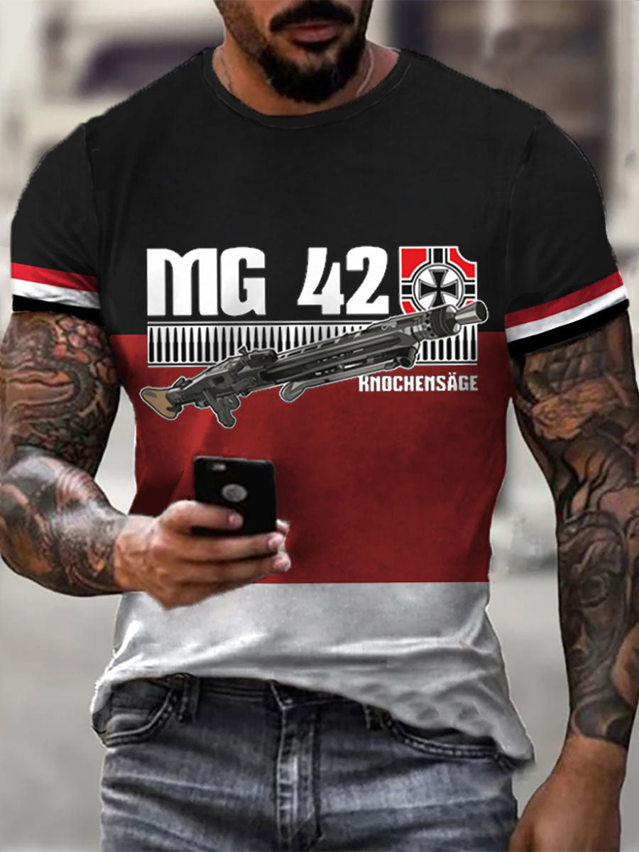 MG42 Maschinen gewehr bedrucktes Kurzarm-T-Shirt für Männer