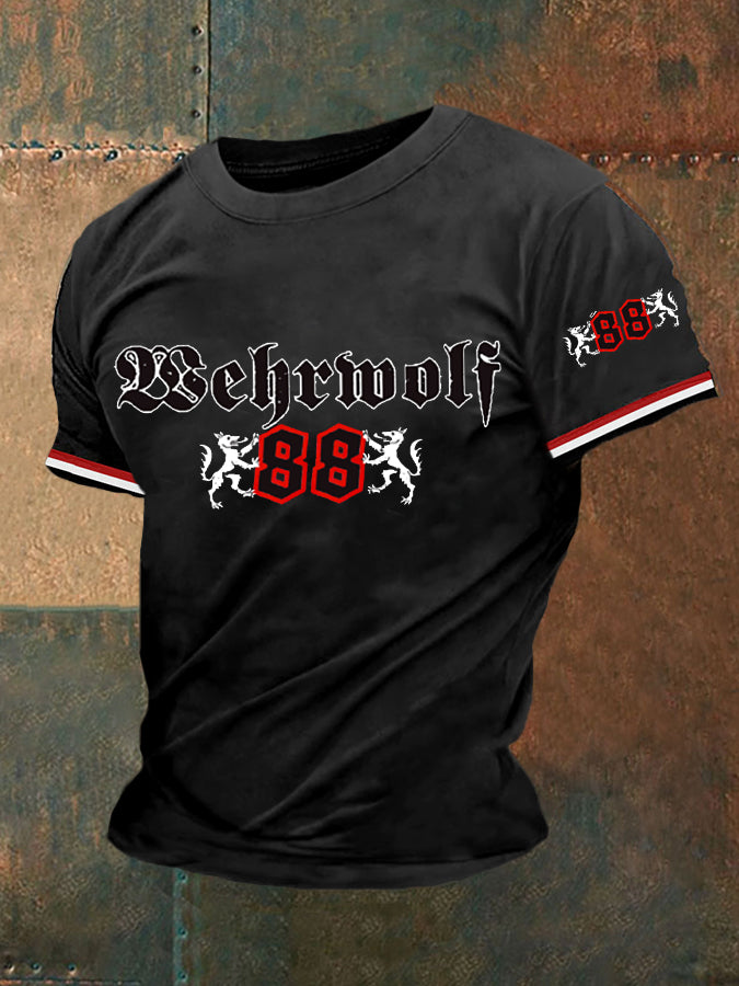 Herren-T-Shirt Werwolf 88 bedrucktes Kurzarm