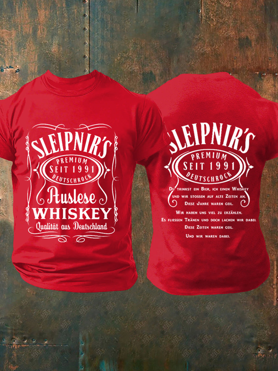 Herren Du Trinkst Ein Bier Ich Einen Whisky Bedrucktes Kurzarm T-Shirt