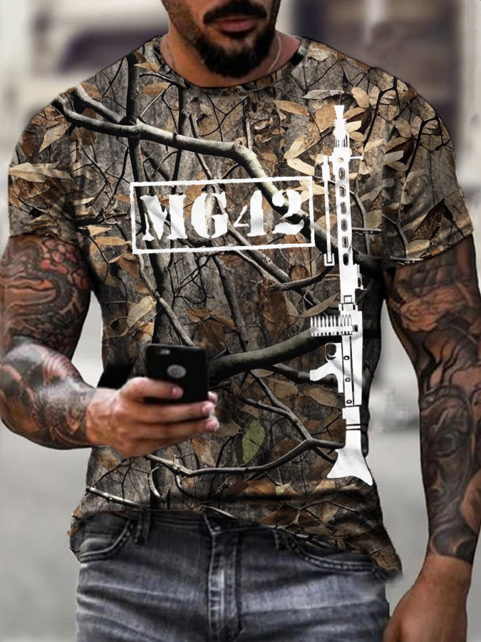 MG42 Maschinen gewehr bedrucktes Kurzarm-T-Shirt für Männer