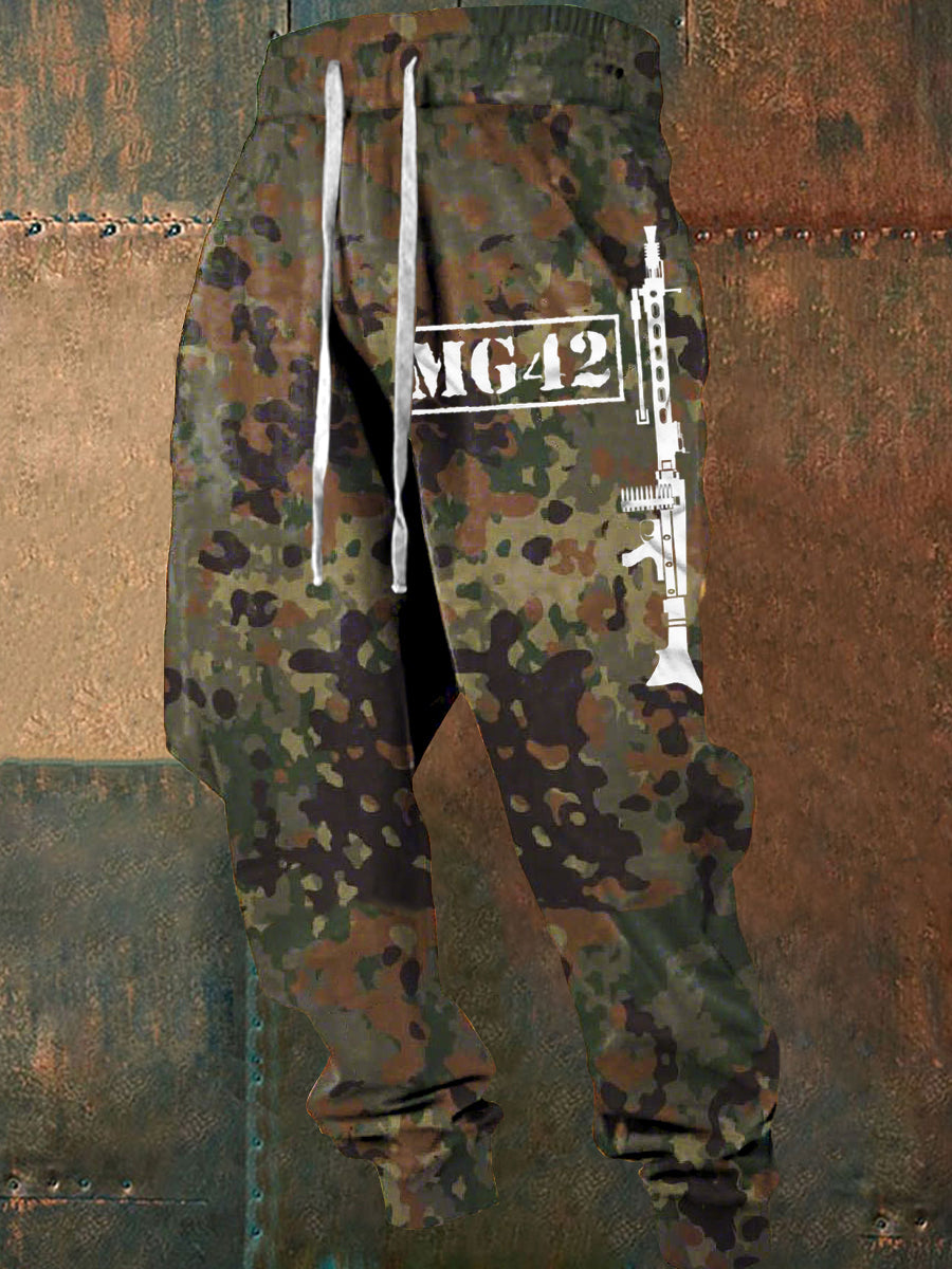 Herren MG42 Maschinen gewehr gedruckt lange Johns