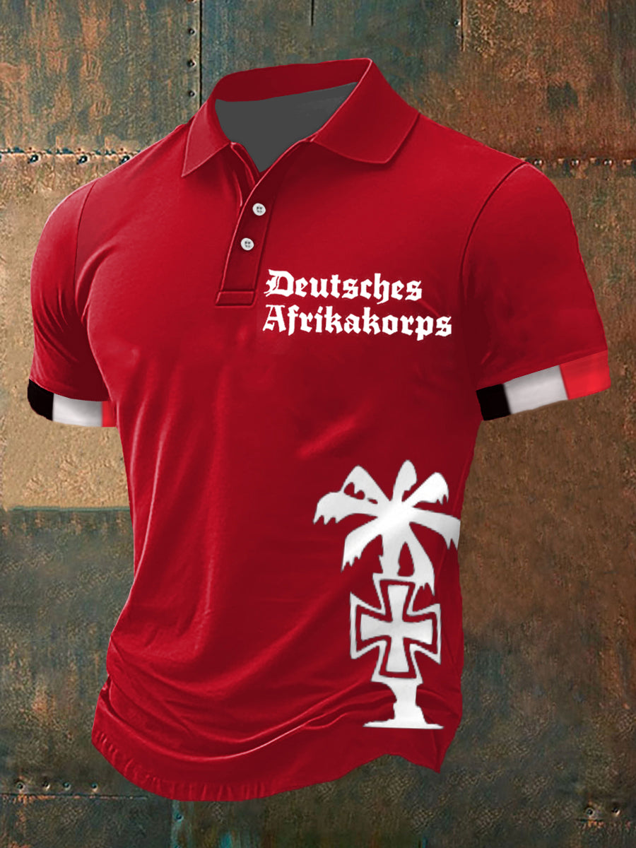 Herren Deutsches Afrika korps Bedrucktes Kurzarm-Polos hirt