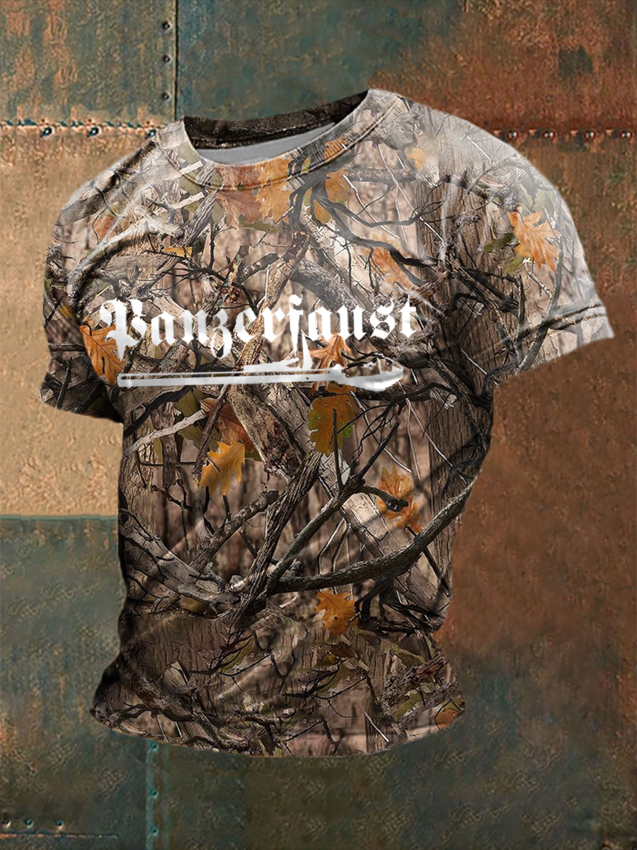 Männer Panzerfaust bedrucktes Kurzarm-T-Shirt