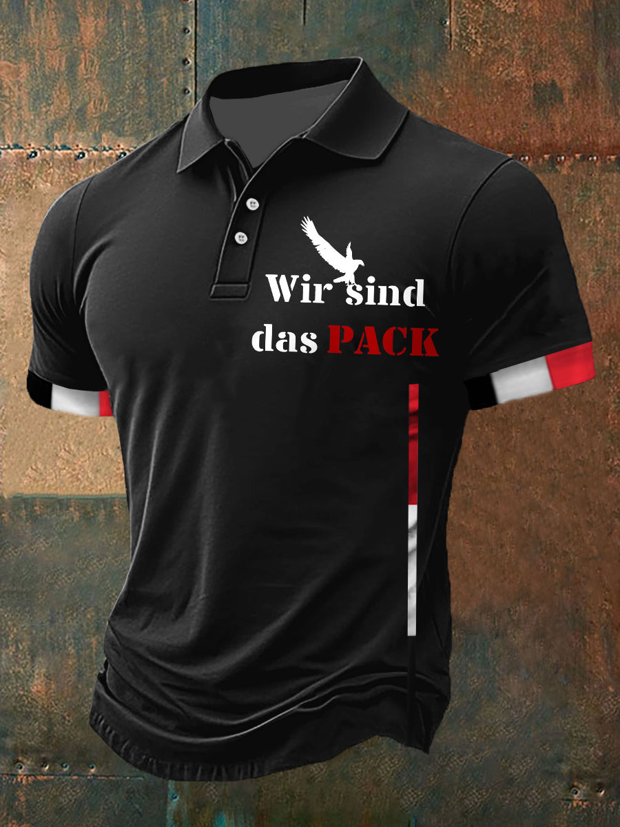 Herren Wir sind das Pack Bedrucktes Kurzarm-Polos hirt