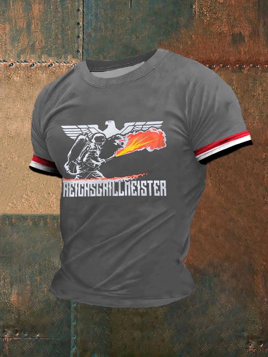 Herren-Reichs grill meister bedrucktes Kurzarm-T-Shirt