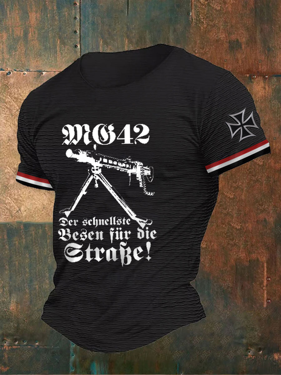 MG42 Maschinen gewehr bedrucktes Kurzarm-T-Shirt für Männer