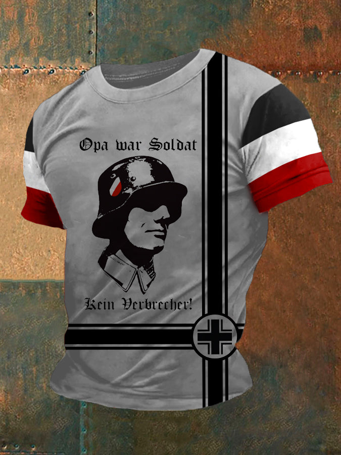 Opa War Soldat Kein Verbrecher Bedrucktes Kurzarm-T-Shirt für Männer