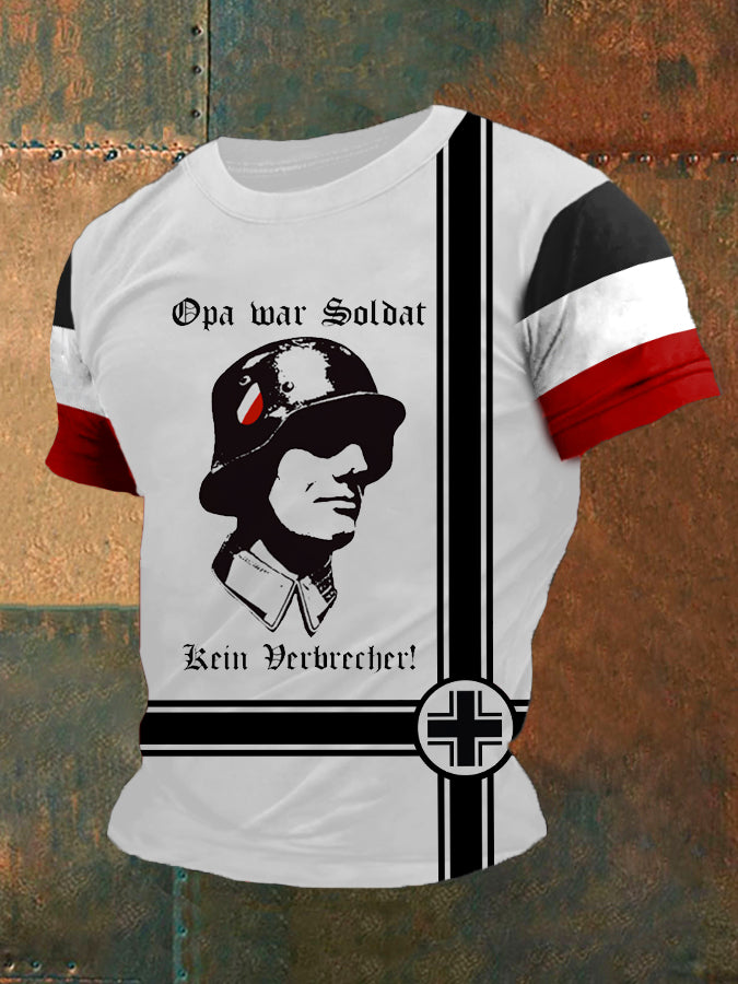 Opa War Soldat Kein Verbrecher Bedrucktes Kurzarm-T-Shirt für Männer