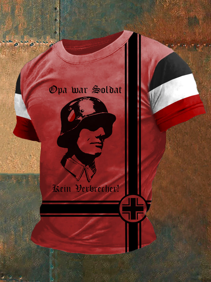 Opa War Soldat Kein Verbrecher Bedrucktes Kurzarm-T-Shirt für Männer