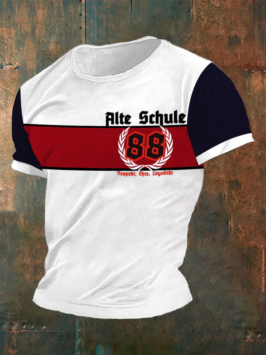 Bedrucktes Kurzarm-T-Shirt für Männer Alte Schule