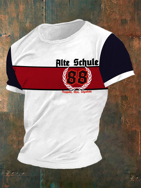 Bedrucktes Kurzarm-T-Shirt für Männer Alte Schule