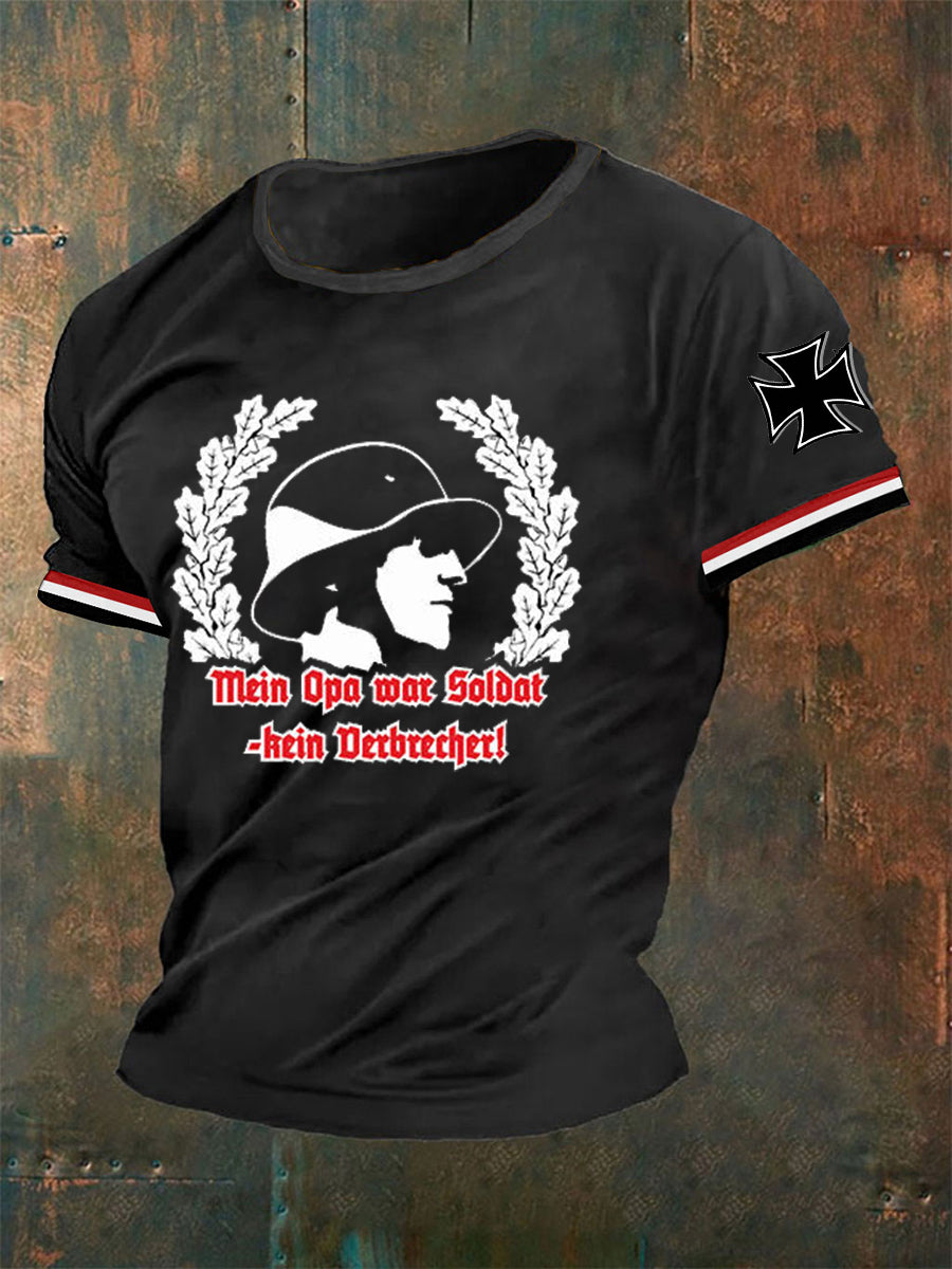 Mein Opa War Soldat Kein Verbrecher Bedrucktes Kurzarm-T-Shirt für Männer