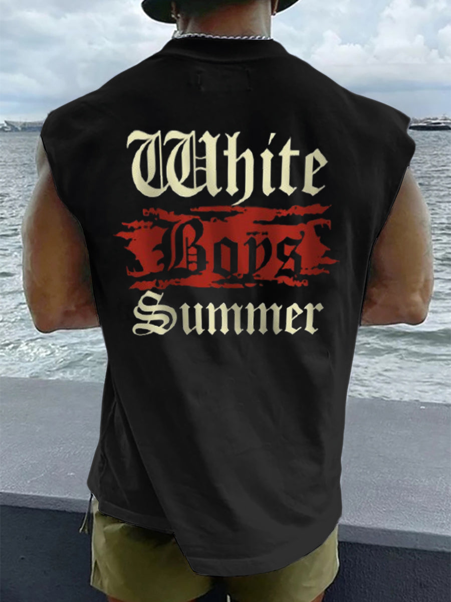 Herren Weißer Junge Sommer bedruckte Weste