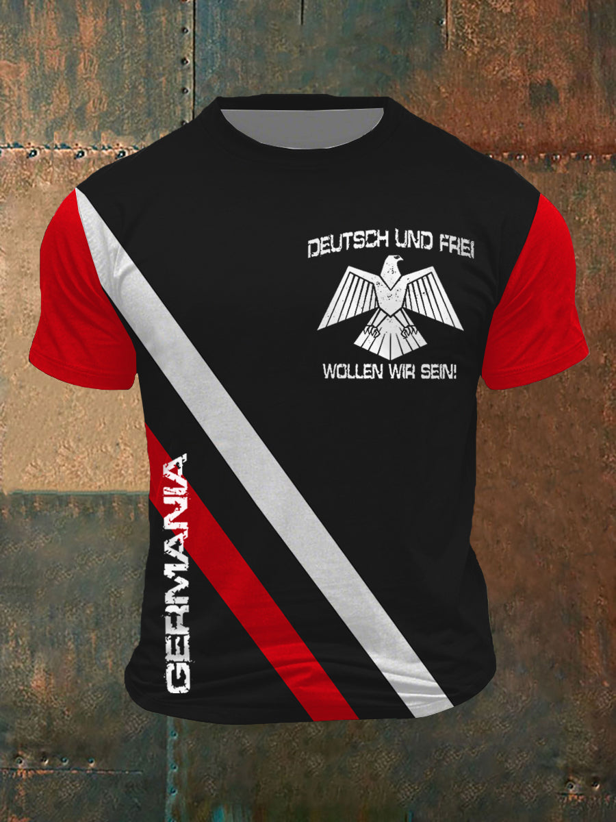 Kurzarm-T-Shirt für Männer Deutsch und Frei bedruckt