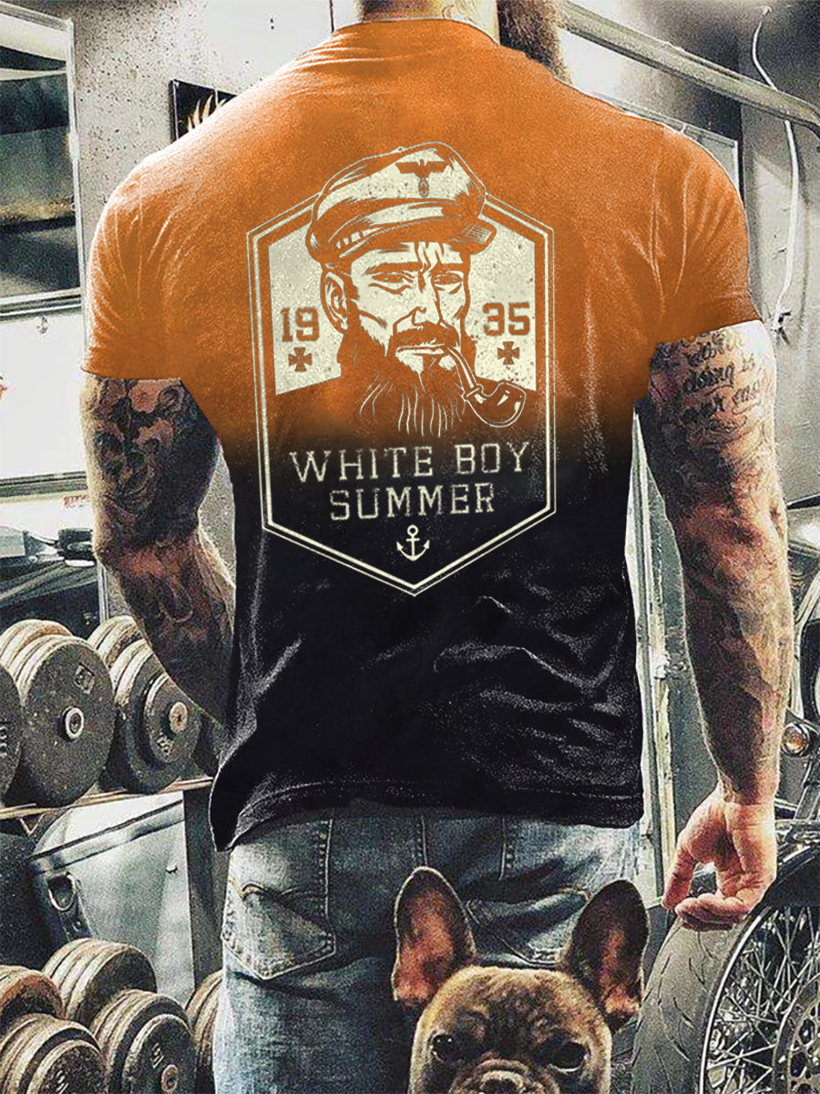 Männer weißer Junge Sommer bedrucktes Kurzarm-T-Shirt