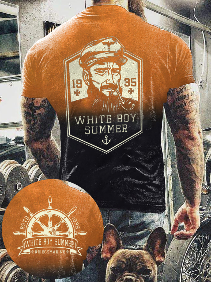 Männer weißer Junge Sommer bedrucktes Kurzarm-T-Shirt