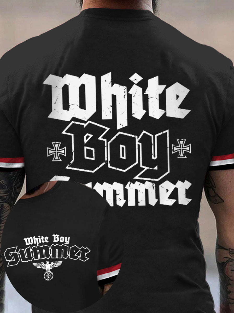 Männer weißer Junge Sommer bedrucktes Kurzarm-T-Shirt