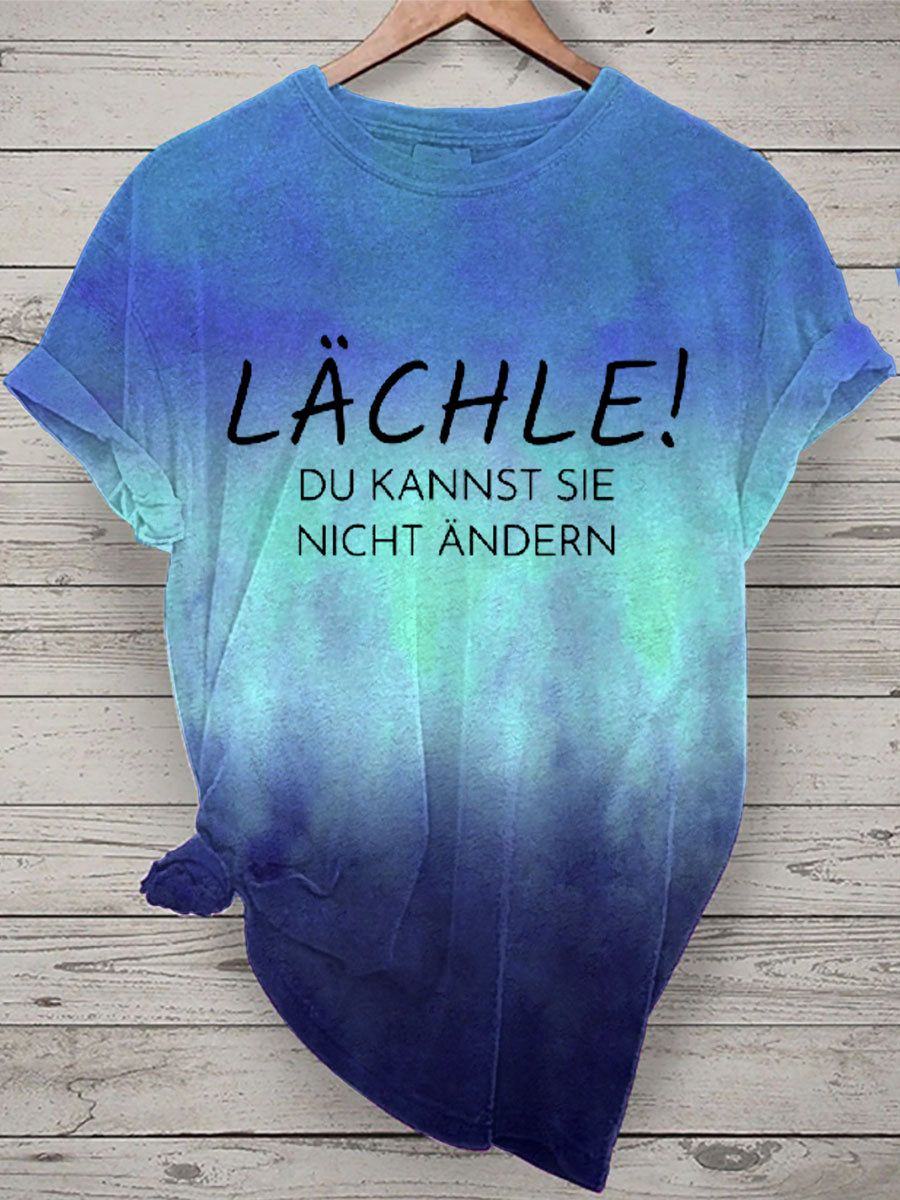 Damen Lächle Tie Dye Print Kurzarm T-Shirt