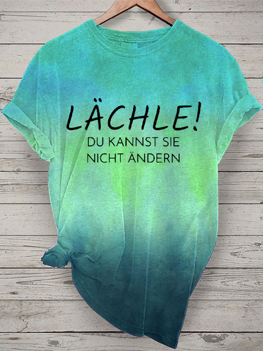 Damen Lächle Tie Dye Print Kurzarm T-Shirt