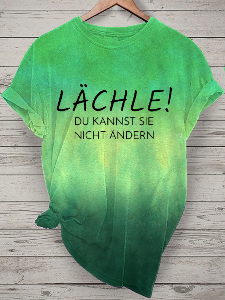 Damen Lächle Tie Dye Print Kurzarm T-Shirt