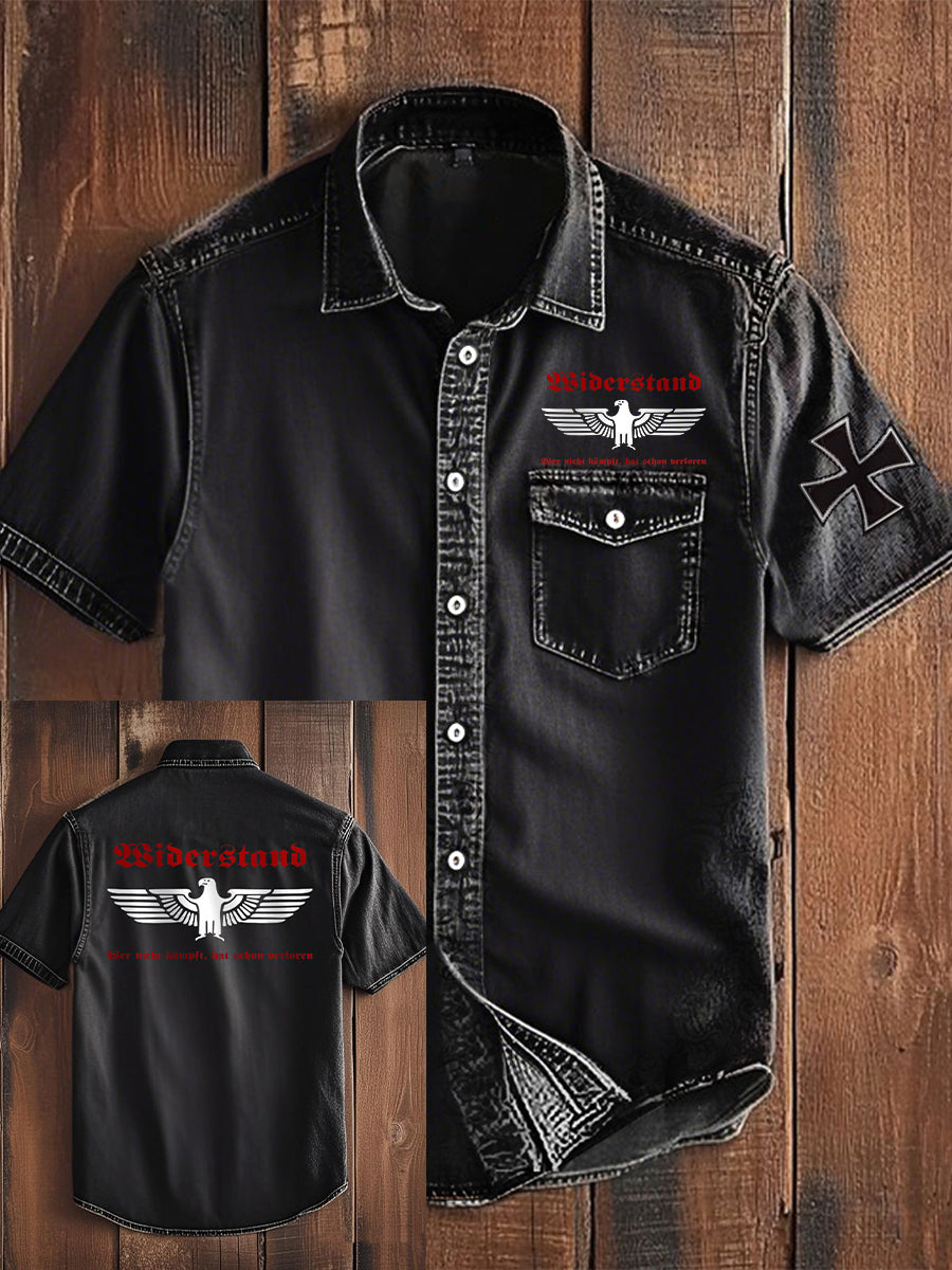 Herren Wider stand wer nicht kämpft Hut verloren bedrucktes Kurzarm-Shirt