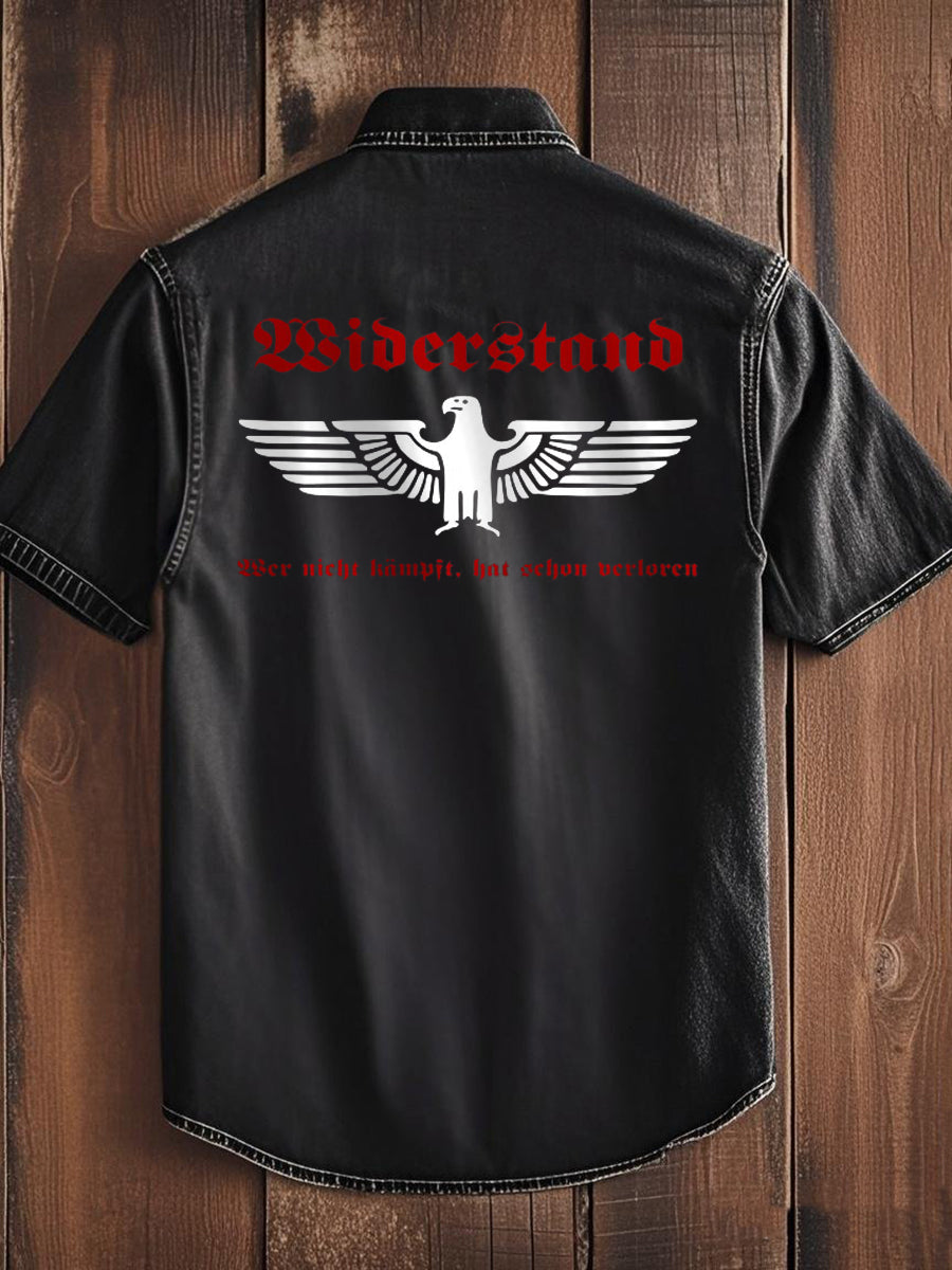 Herren Wider stand wer nicht kämpft Hut verloren bedrucktes Kurzarm-Shirt
