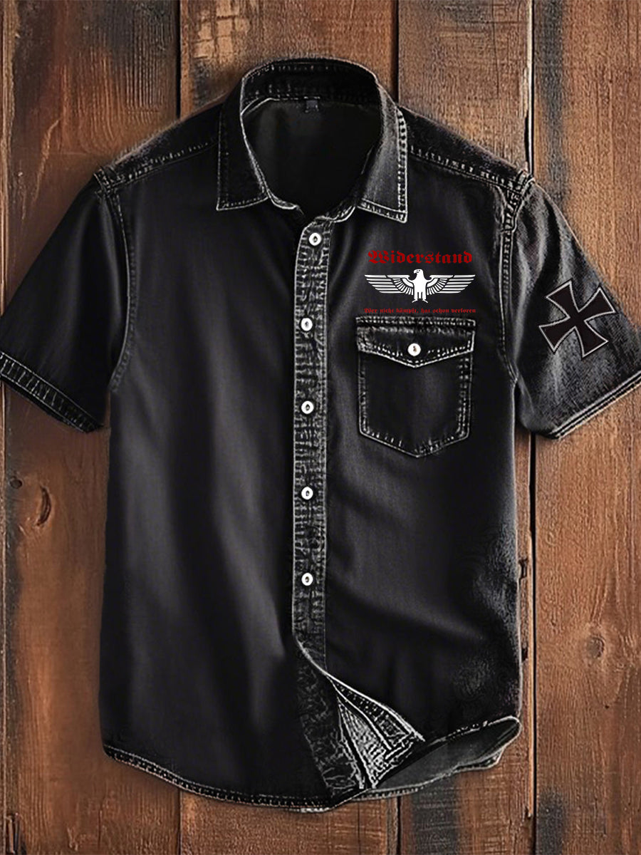 Herren Wider stand wer nicht kämpft Hut verloren bedrucktes Kurzarm-Shirt