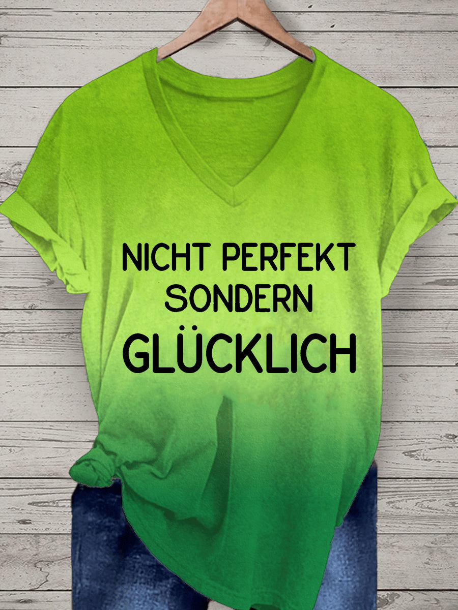 Kurz ärmel iges T-Shirt für Damen Nicht perfekt Aber Glücklich