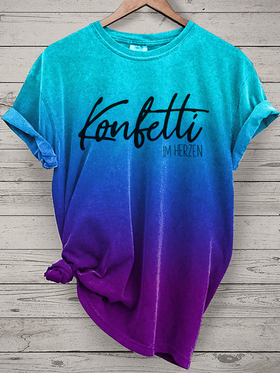 Bedrucktes T-Shirt KONFETTI IM HERZEN für Damen