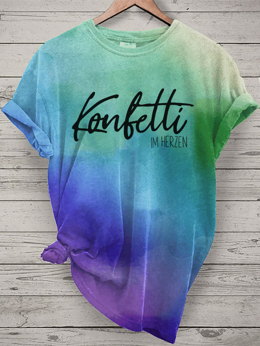 Bedrucktes T-Shirt KONFETTI IM HERZEN für Damen