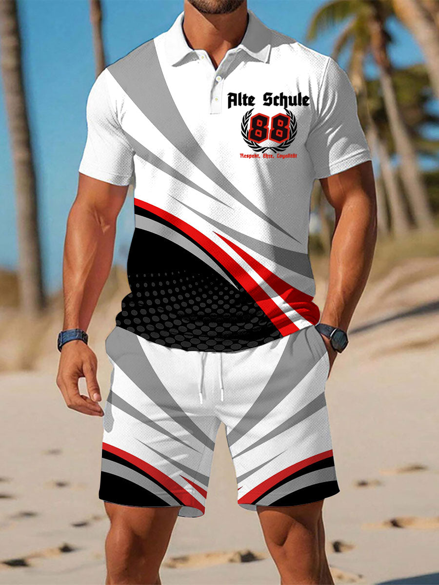 Herren Alte Schule 88 Print Polo-Sets