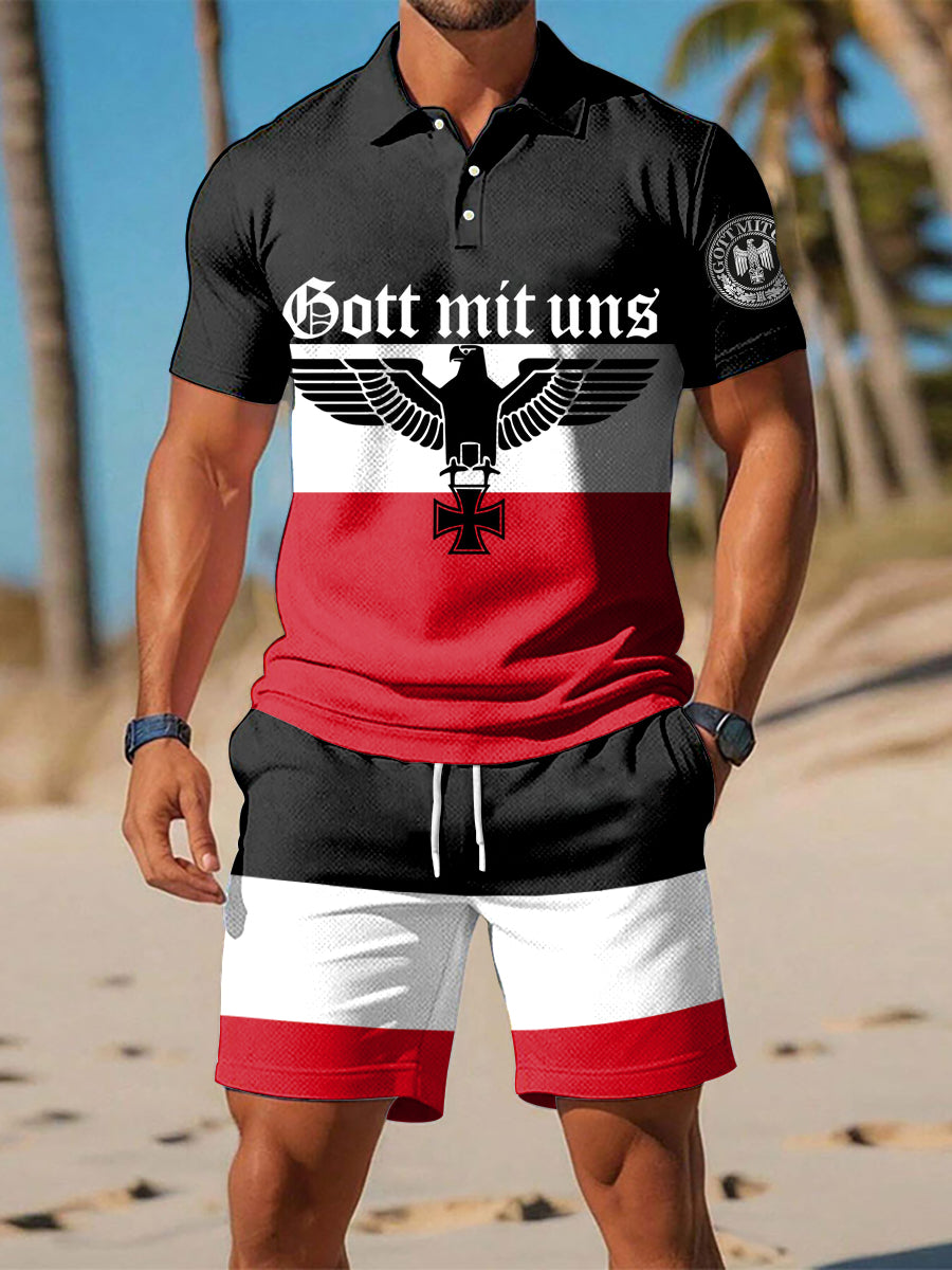 Herren Gott mit uns Print Polo-Sets