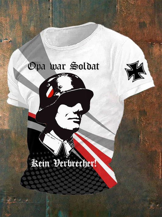 Opa War Soldat Kein Verbrecher Bedrucktes Kurzarm-T-Shirt für Männer