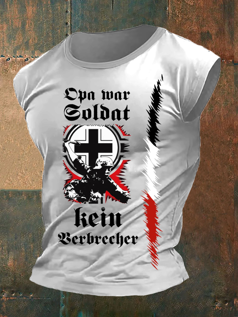 Opa War Soldat Kein Verbrecher Bedrucktes Kurzarm-T-Shirt für Männer