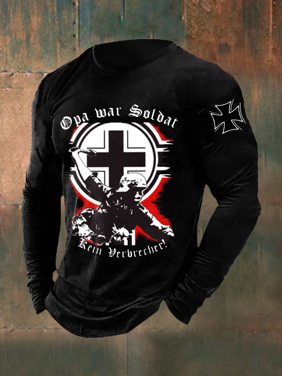 Herren Opa War Soldat Kein Verbrecher Langarm Rundhals T-Shirt