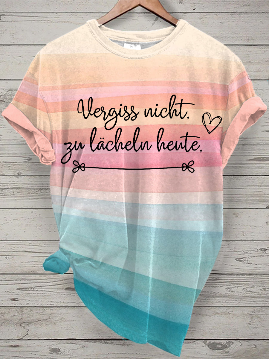 Damen Lächeln Tie Dye Print Kurzarm T-Shirt