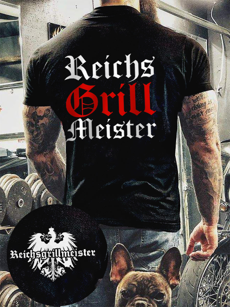 Herren-Reichs grill meister bedrucktes Kurzarm-T-Shirt