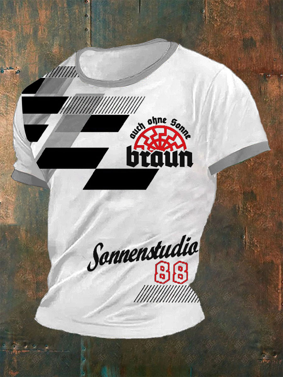 Männer Auch ohne Sonne Braun 88 bedrucktes Kurzarm-T-Shirt