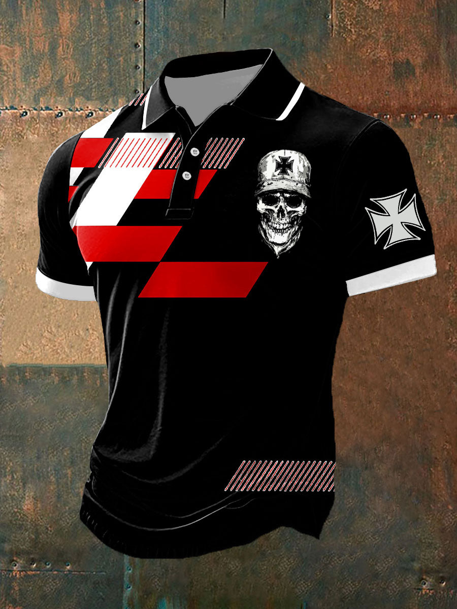 Männer Männer Deutsches Eisernes Kreuz Schädel Polo Shirt