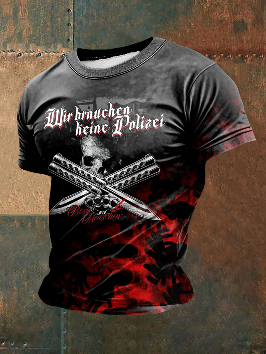 Herren Frei & Böse bedrucktes Kurzarm-T-Shirt