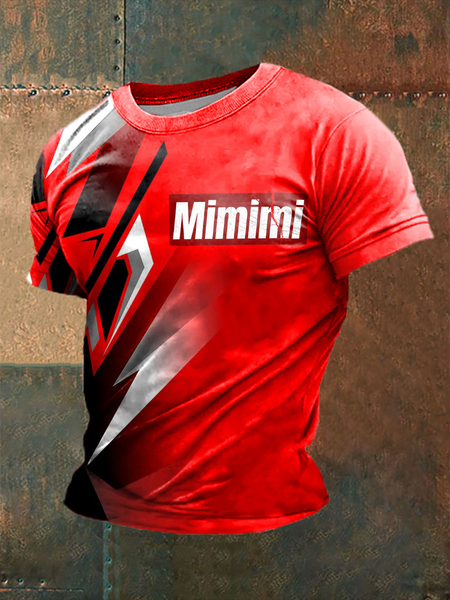 Herren MIMIMI Bedrucktes Kurzarm-T-Shirt