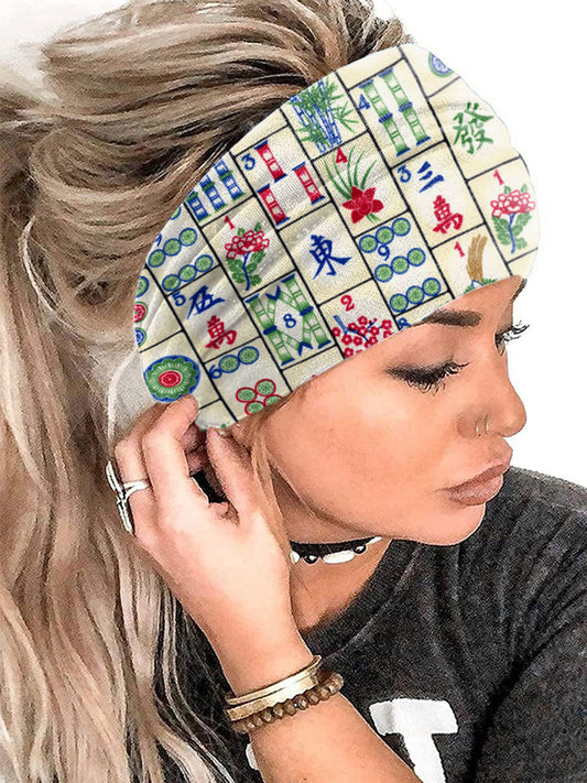 Damen Mahjong bedrucktes lässiges Kopftuch