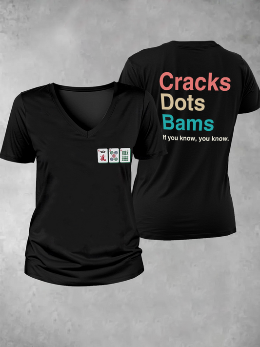 Frauen Risse Punkte bams, wenn Sie wissen, Sie wissen, V-Ausschnitt T-Shirt