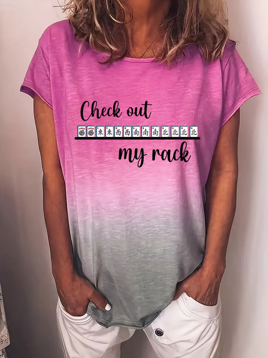 Frauen Lustiges Mahjong Check Out Mein Rack Print T-Shirt