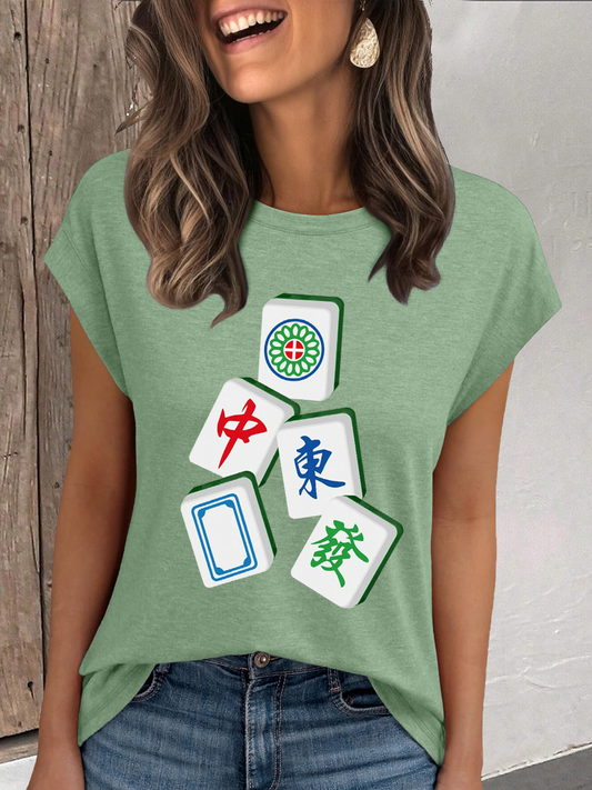 Damen Mahjong Casual T-Shirt
