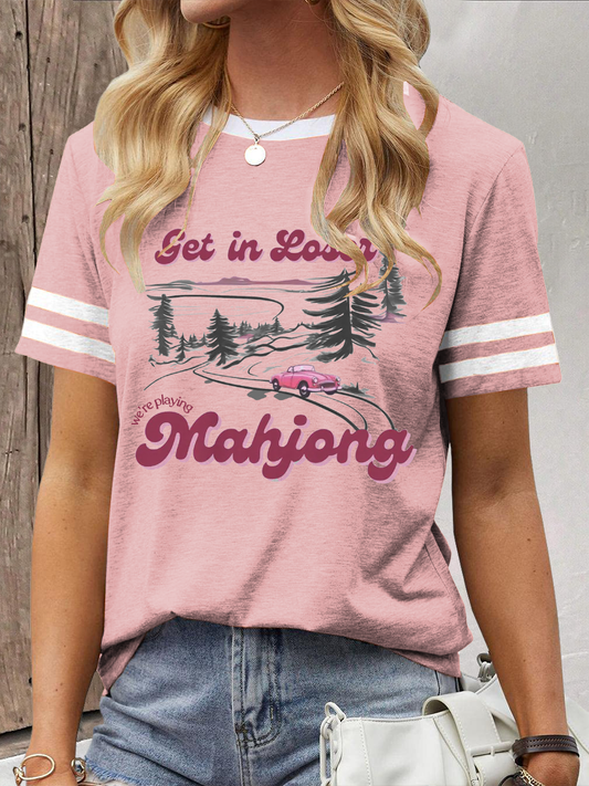 Frauen bekommen in Loser Wir spielen Mahjong Print T-Shirt