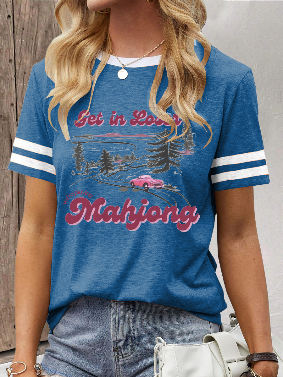 Frauen bekommen in Loser Wir spielen Mahjong Print T-Shirt