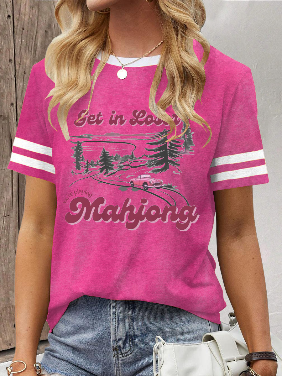 Frauen bekommen in Loser Wir spielen Mahjong Print T-Shirt