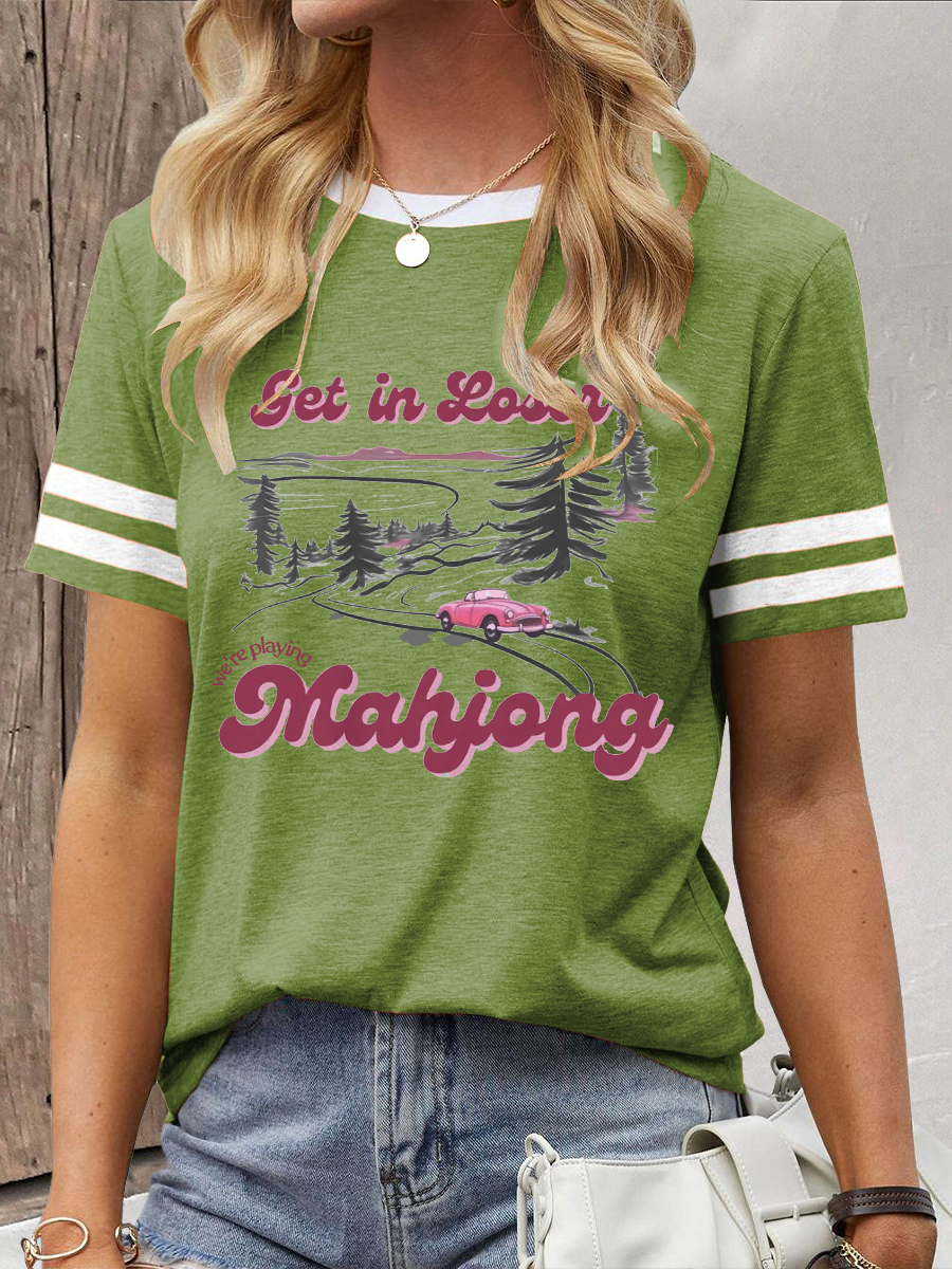 Frauen bekommen in Loser Wir spielen Mahjong Print T-Shirt